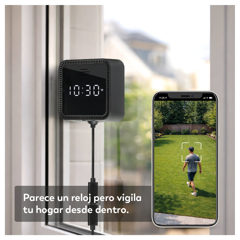 Vesper - Cámara de Vigilancia WiFi para Ventana con Reloj Digital (3)