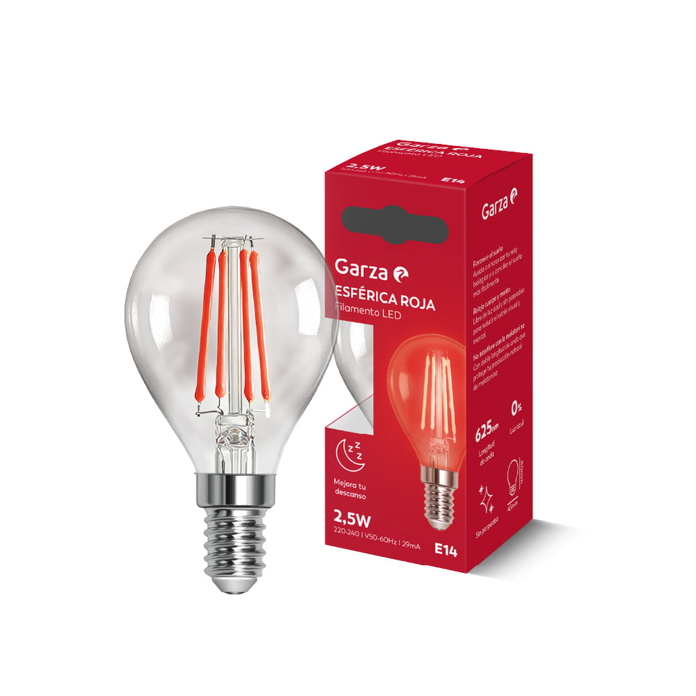 Bombilla luz roja melatonina G45 Casquillo fino E14