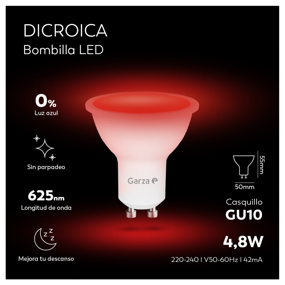 Bombilla luz roja melatonina Dicroica GU10 (7)