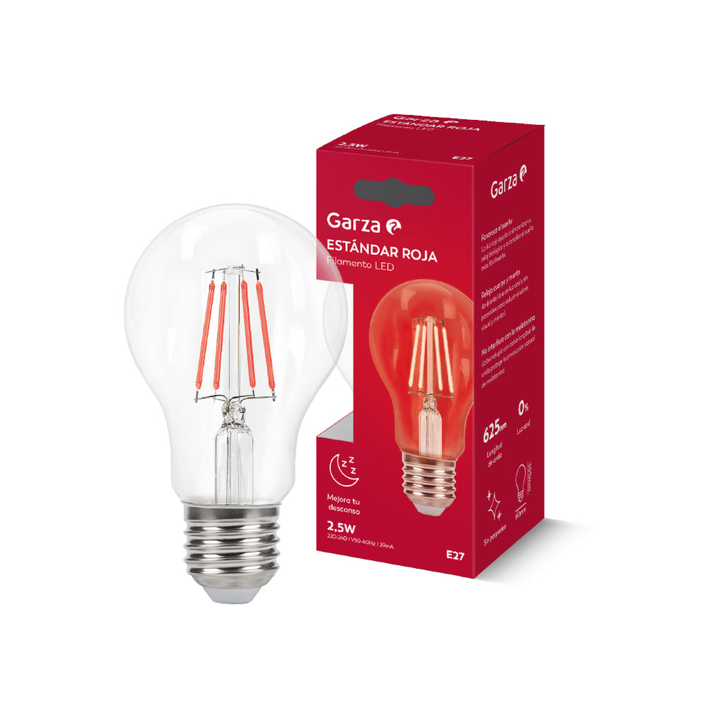 Bombilla luz roja melatonina A60 Casquillo gordo E27