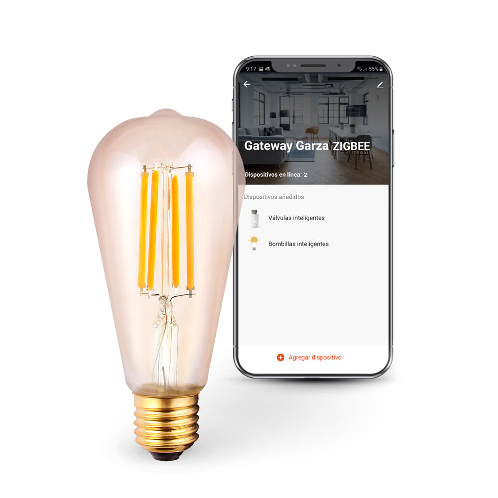 Bombilla Zigbee Filamento Pera St64 Cct E27