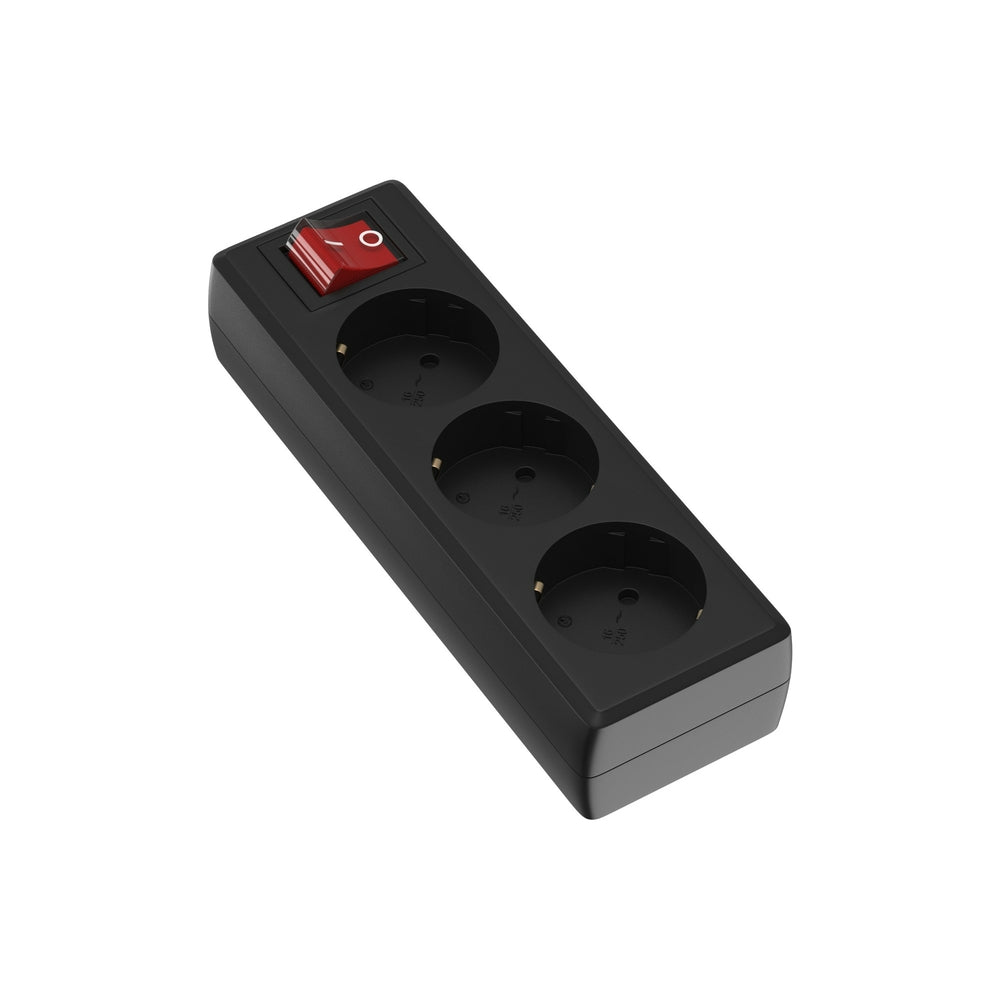 Regleta Garza Basic sin cable y con interruptor para 3 tomas de color Negro, 1 ud