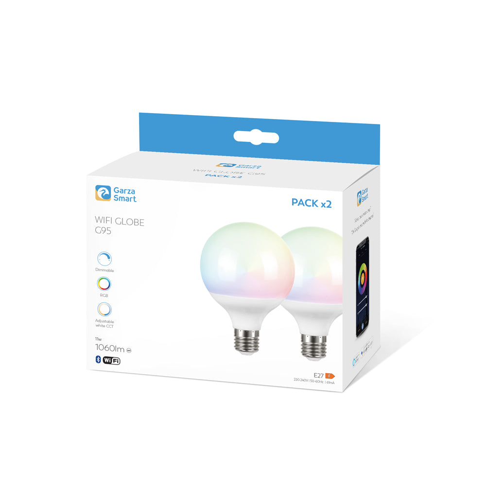 Bombilla LED WiFi Globo E27 Blanco y multicolor RGB regulable 11W