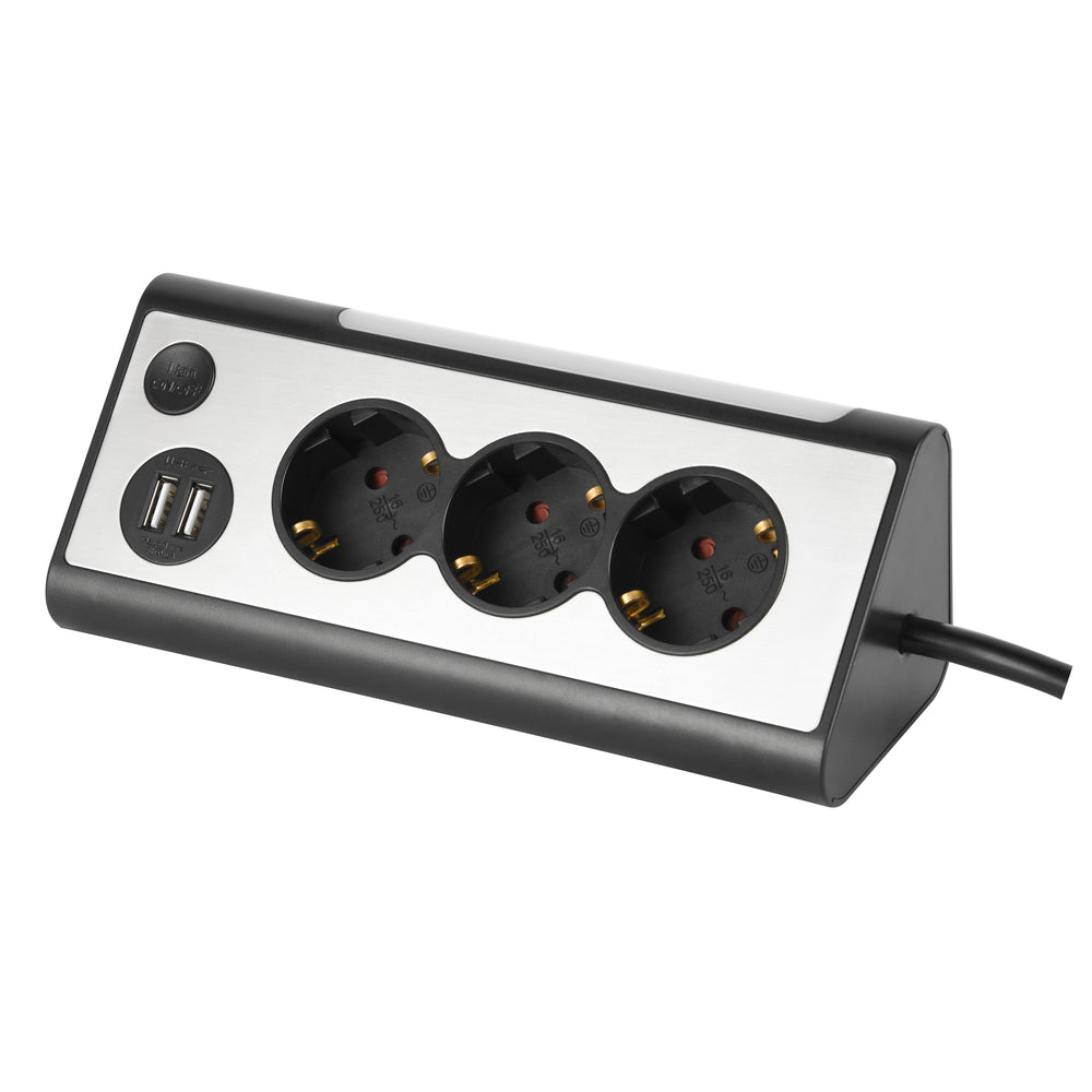 Garza Basic Power Regleta con interruptor, 3 tomas, 1,4 m, blanco - Regletas  y Cables Alargadores Kalamazoo